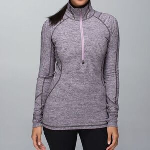 Lululemon Race Your Pace 1/2 Zip Gray Purple Striped 4